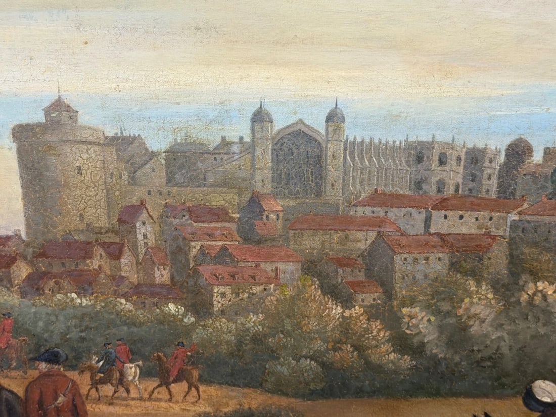 Large Oil Painting King George III Returning from Hunting, Windsor Castle Beyond - 19