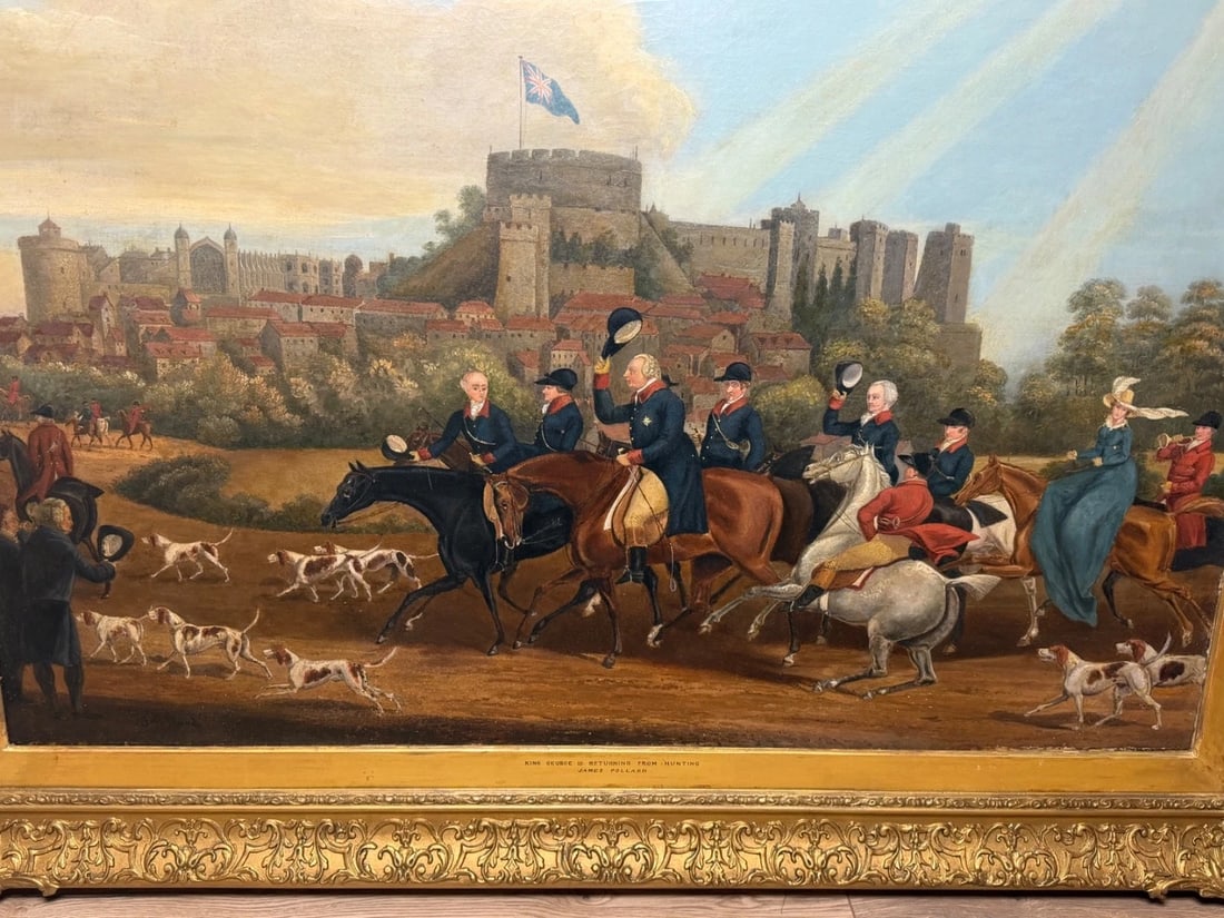 Large Oil Painting King George III Returning from Hunting, Windsor Castle Beyond - 7