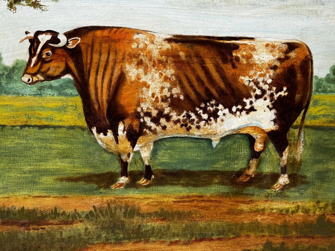 19th Century Oil Painting Prized Shorthorn Bull in the Manner of William Ward - 2