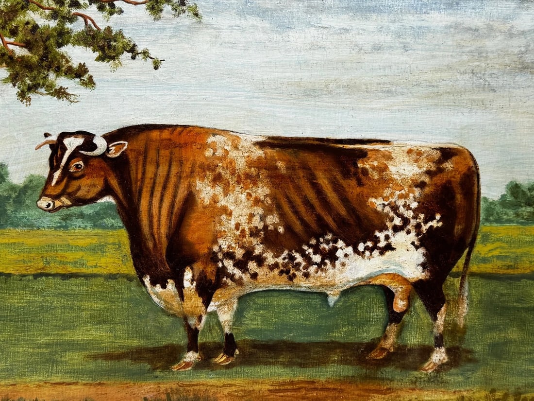 19th Century Oil Painting Prized Shorthorn Bull in the Manner of William Ward - 3