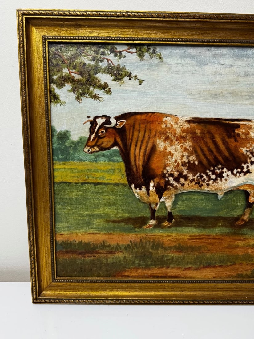 19th Century Oil Painting Prized Shorthorn Bull in the Manner of William Ward - 4