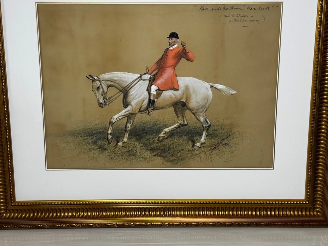 Sporting Painting Quorn Hunt Tom Firr Up Grey Horse by Basil Nightingale - 10