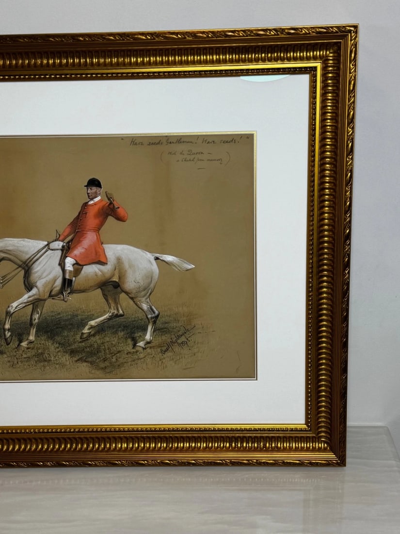 Sporting Painting Quorn Hunt Tom Firr Up Grey Horse by Basil Nightingale - 17