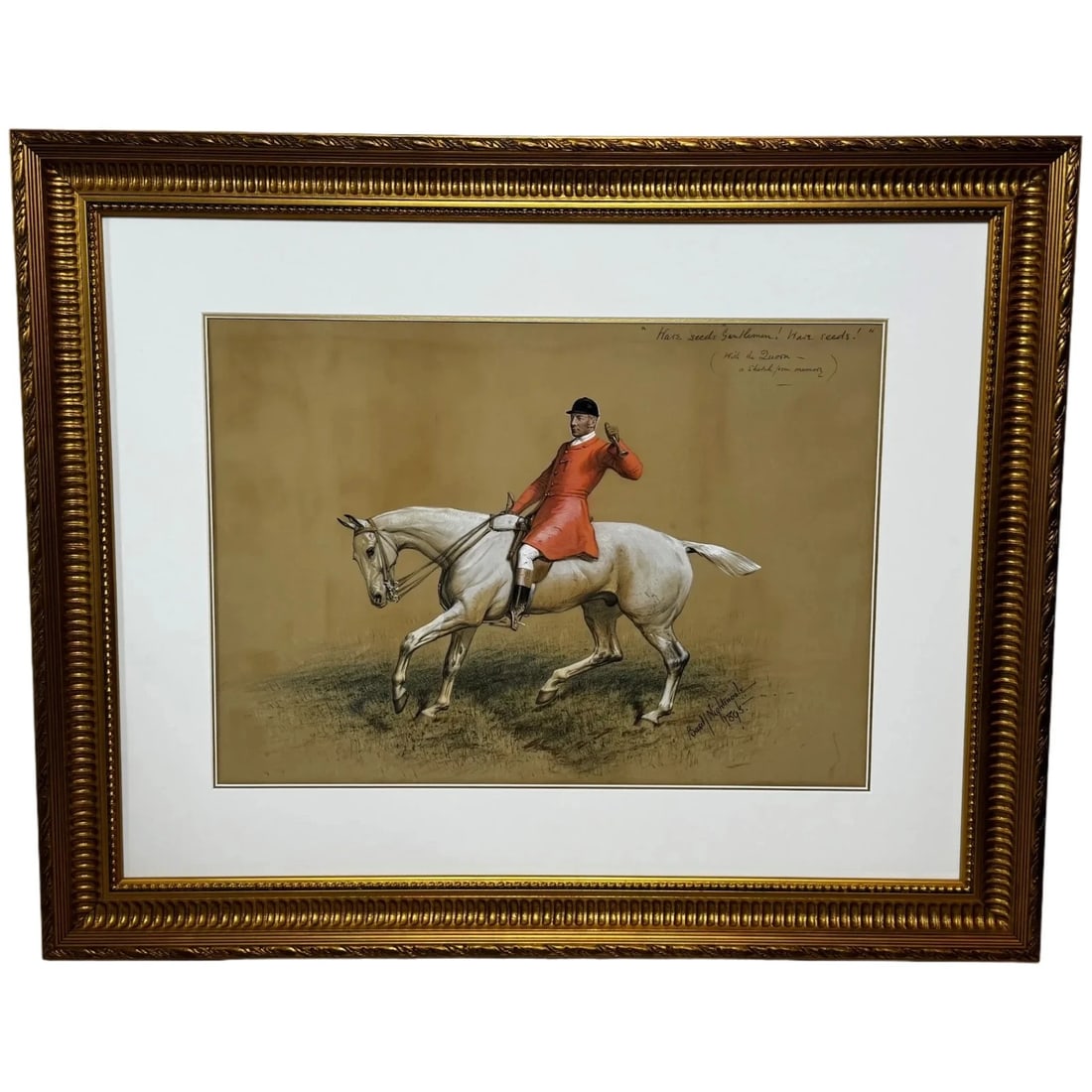 Sporting Painting Quorn Hunt Tom Firr Up Grey Horse by Basil Nightingale (1 of 20)
