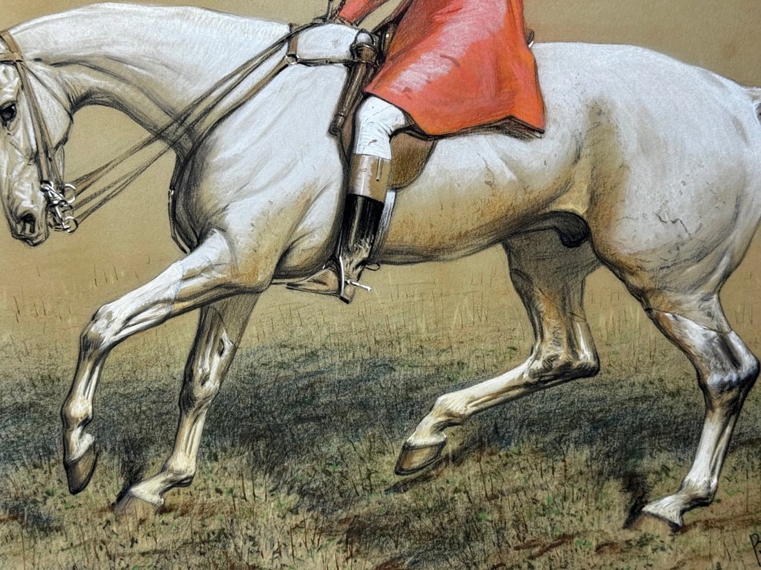 Sporting Painting Quorn Hunt Tom Firr Up Grey Horse by Basil Nightingale - 6