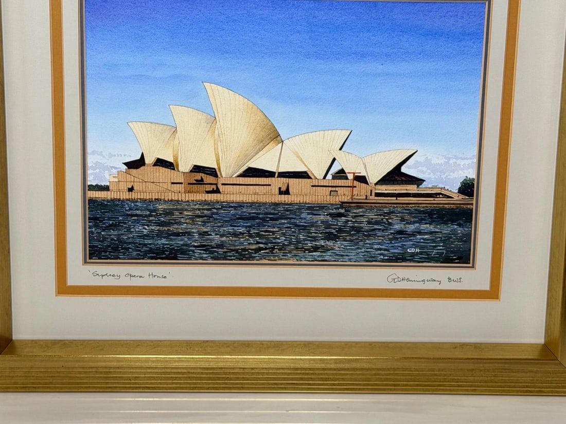 Architectural Painting of Sydney Opera House Framed Signed G. Douglas Hemingway - 10