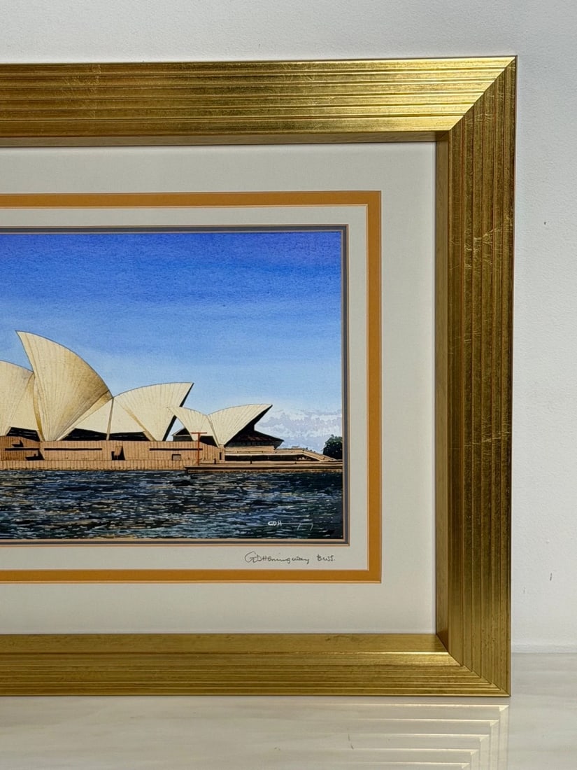 Architectural Painting of Sydney Opera House Framed Signed G. Douglas Hemingway - 12