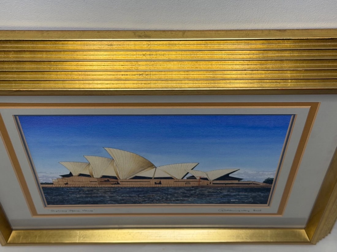 Architectural Painting of Sydney Opera House Framed Signed G. Douglas Hemingway - 14
