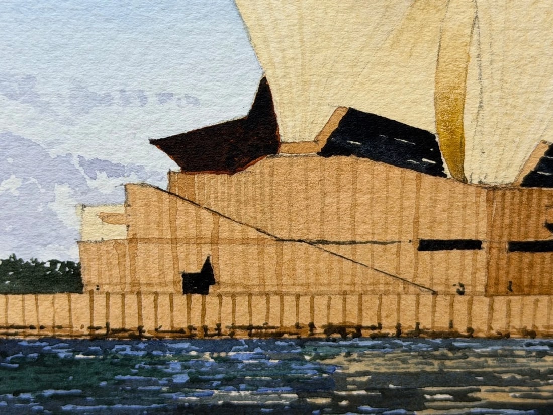 Architectural Painting of Sydney Opera House Framed Signed G. Douglas Hemingway - 5