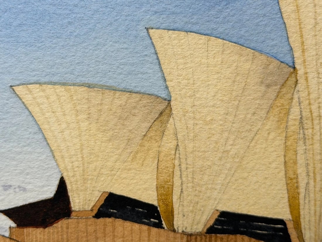 Architectural Painting of Sydney Opera House Framed Signed G. Douglas Hemingway - 6