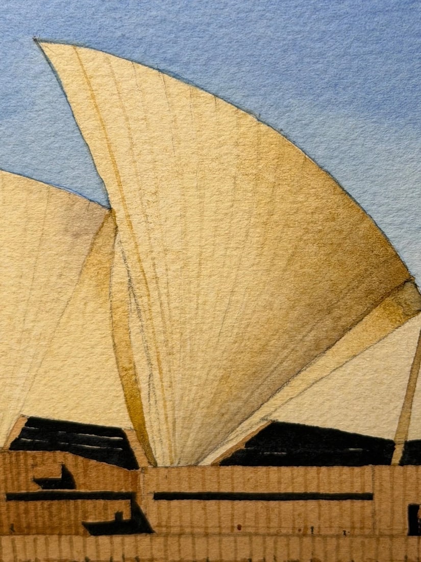 Architectural Painting of Sydney Opera House Framed Signed G. Douglas Hemingway - 7