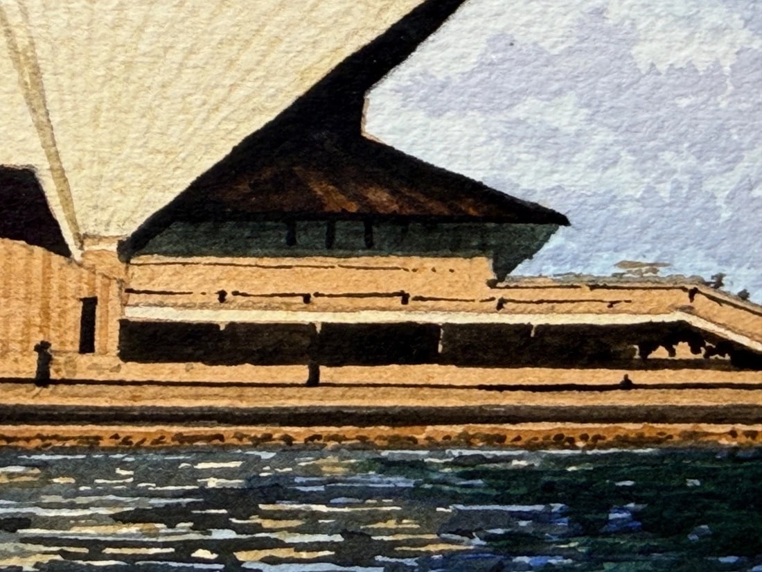 Architectural Painting of Sydney Opera House Framed Signed G. Douglas Hemingway - 9