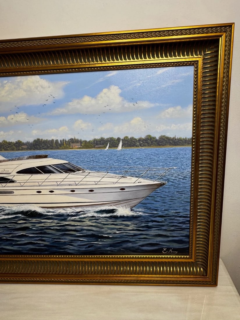 Oil Painting Windermere Ascendancy — Fairline Squadron 50 Yacht By Edward Hersey - 10