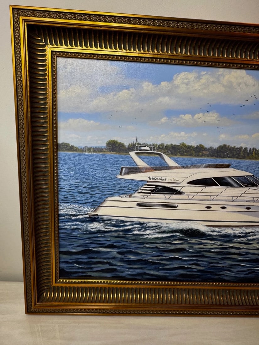 Oil Painting Windermere Ascendancy — Fairline Squadron 50 Yacht By Edward Hersey - 11