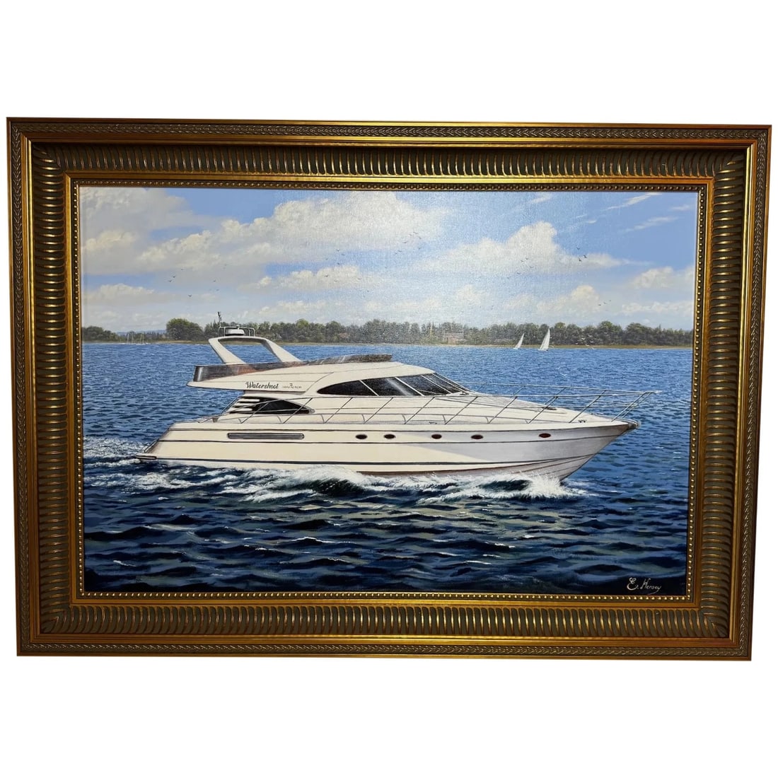 Oil Painting Windermere Ascendancy — Fairline Squadron 50 Yacht By Edward Hersey (1 of 20)