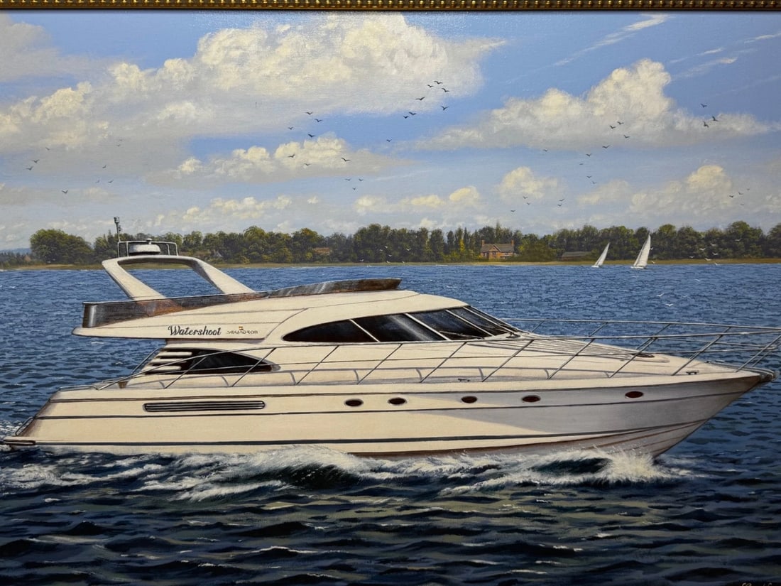Oil Painting Windermere Ascendancy — Fairline Squadron 50 Yacht By Edward Hersey - 2