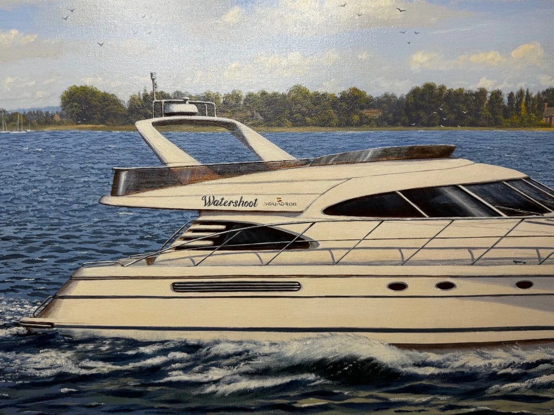 Oil Painting Windermere Ascendancy — Fairline Squadron 50 Yacht By Edward Hersey - 3