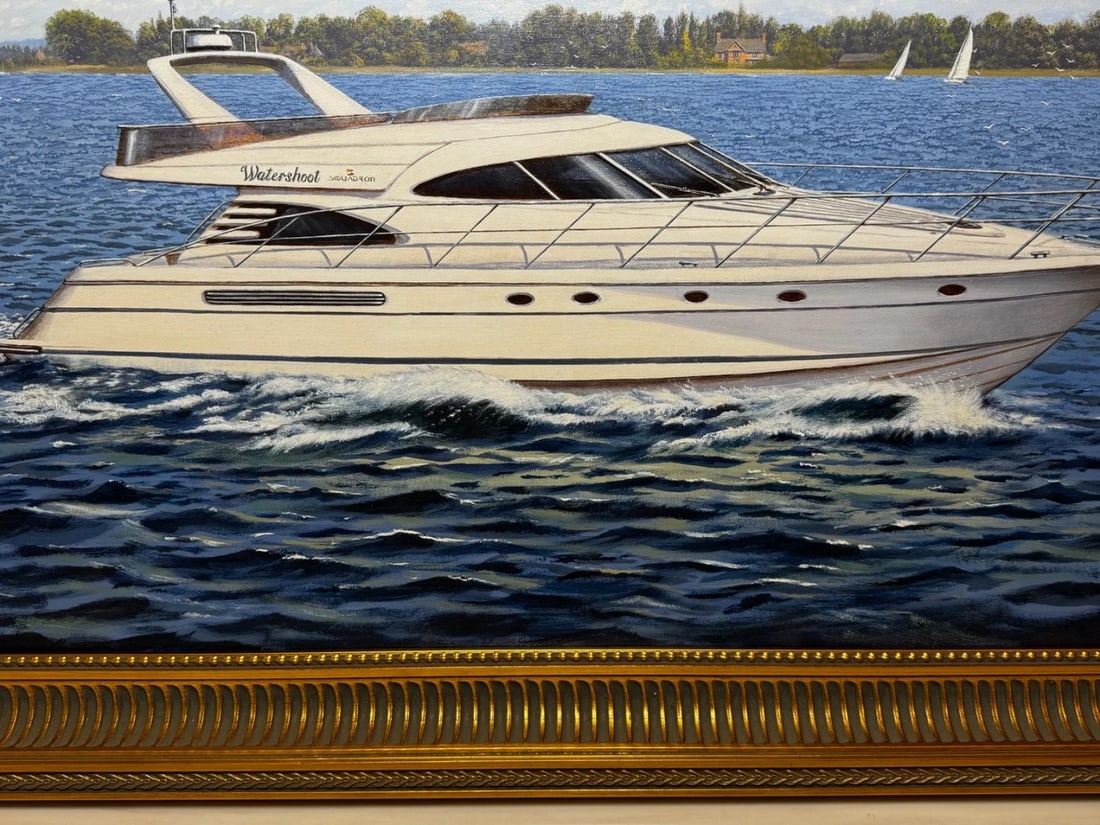 Oil Painting Windermere Ascendancy — Fairline Squadron 50 Yacht By Edward Hersey - 5
