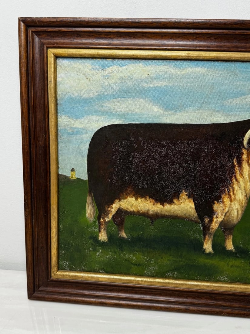 Prized Hereford Bull Pastoral Landscape In the Manner of William Henry Davis - 16