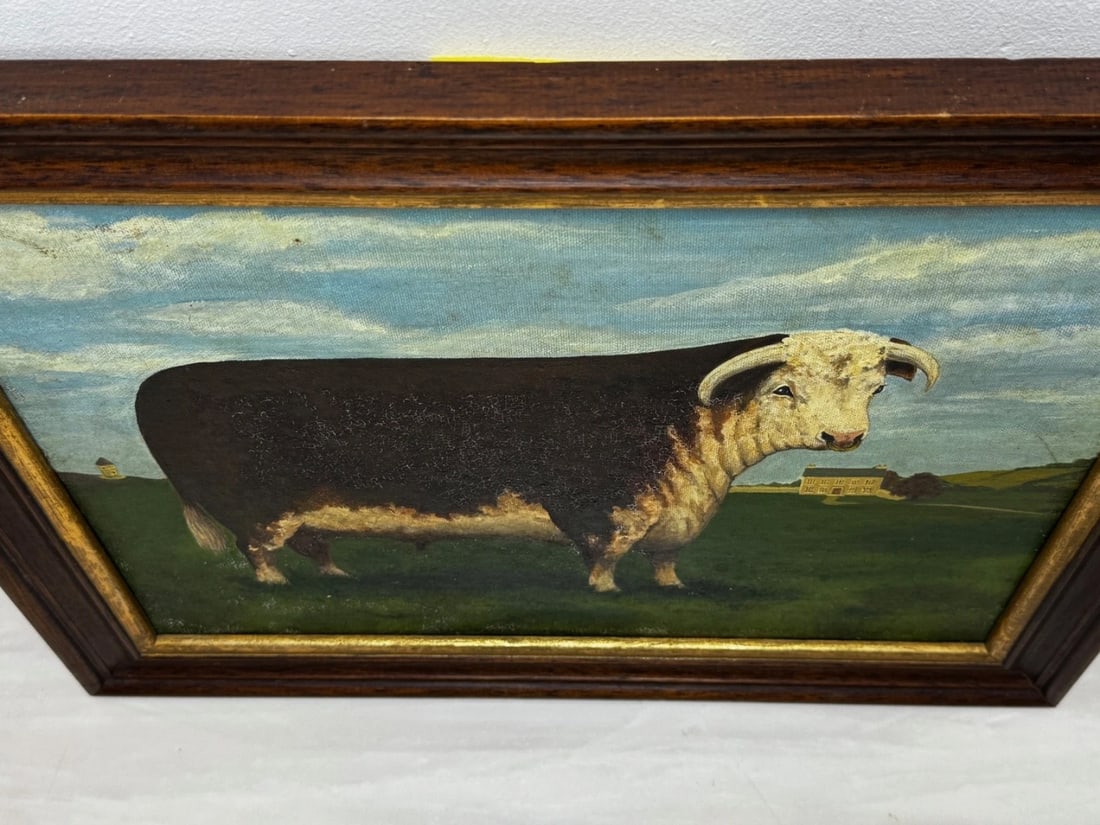 Prized Hereford Bull Pastoral Landscape In the Manner of William Henry Davis - 17