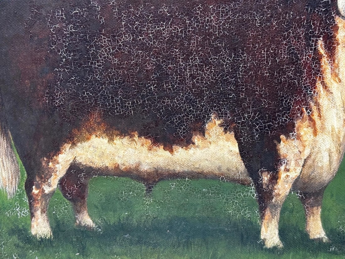 Prized Hereford Bull Pastoral Landscape In the Manner of William Henry Davis - 4