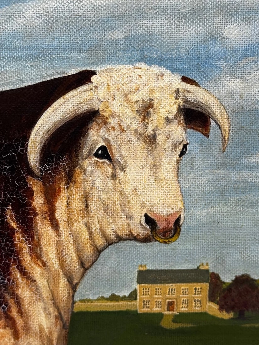 Prized Hereford Bull Pastoral Landscape In the Manner of William Henry Davis - 5