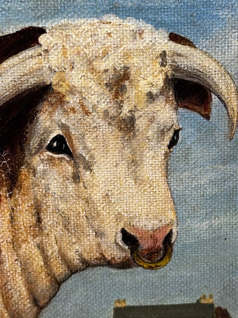 Prized Hereford Bull Pastoral Landscape In the Manner of William Henry Davis - 6