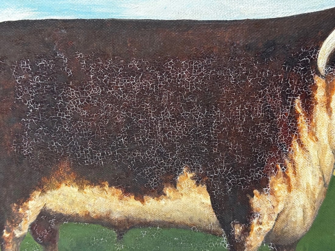 Prized Hereford Bull Pastoral Landscape In the Manner of William Henry Davis - 8