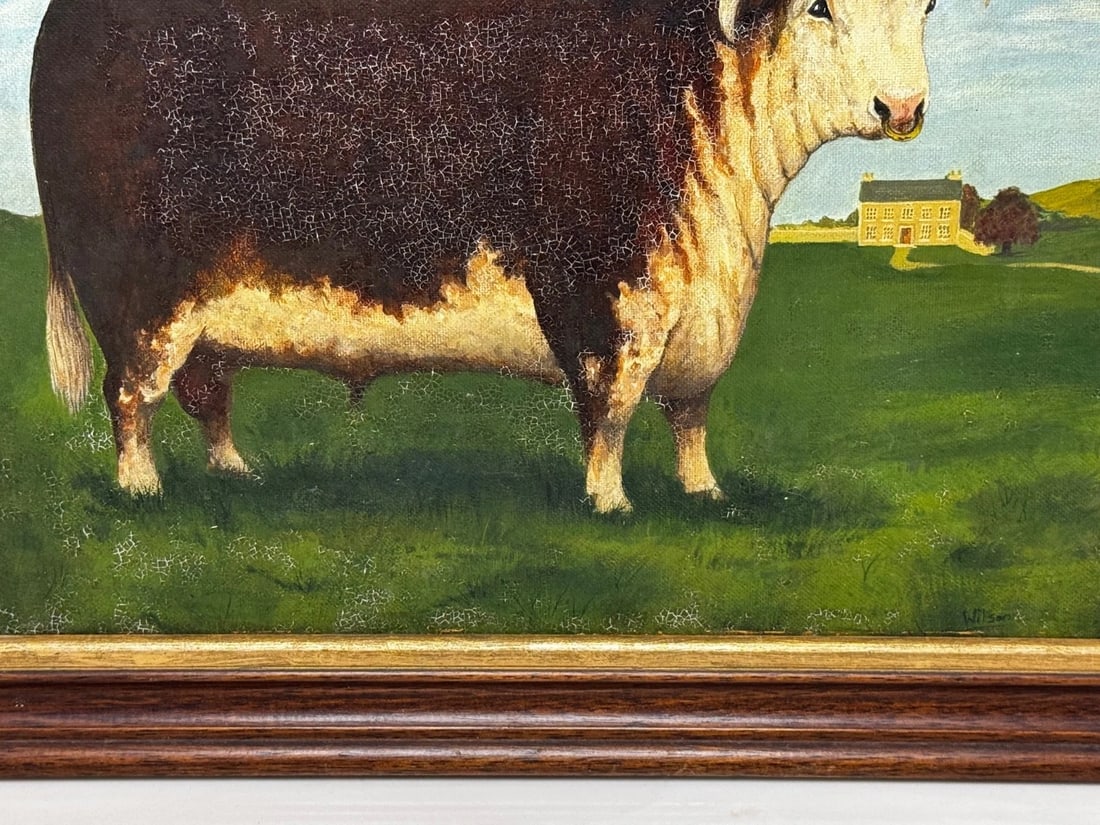 Prized Hereford Bull Pastoral Landscape In the Manner of William Henry Davis - 9
