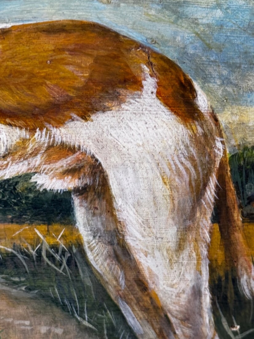 Antique Oil Painting Portrait Prized Lurcher Greyhound After Samuel John Carter - 15