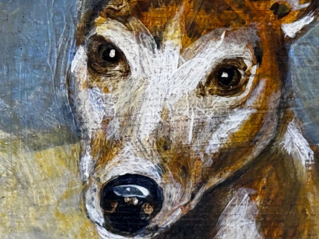 Antique Oil Painting Portrait Prized Lurcher Greyhound After Samuel John Carter - 18