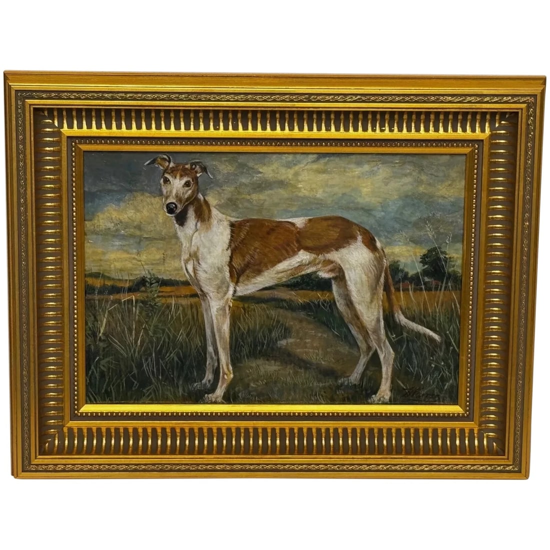 Antique Oil Painting Portrait Prized Lurcher Greyhound After Samuel John Carter (1 of 20)