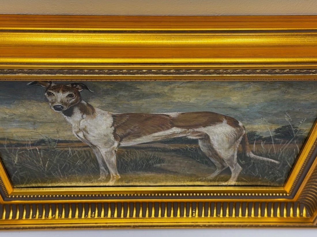 Antique Oil Painting Portrait Prized Lurcher Greyhound After Samuel John Carter - 7