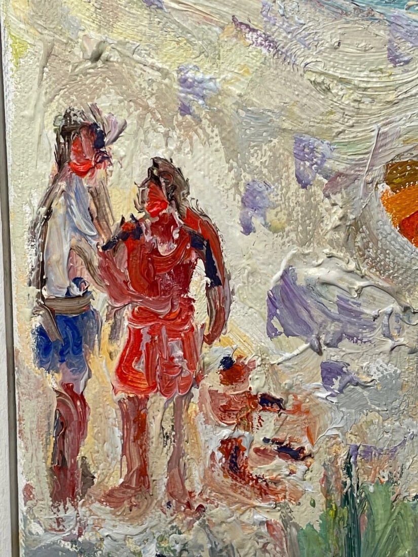 Expressionist Oil Painting St Ives Smeaton's Pier Beach Cornwall By Linda Weir - 7