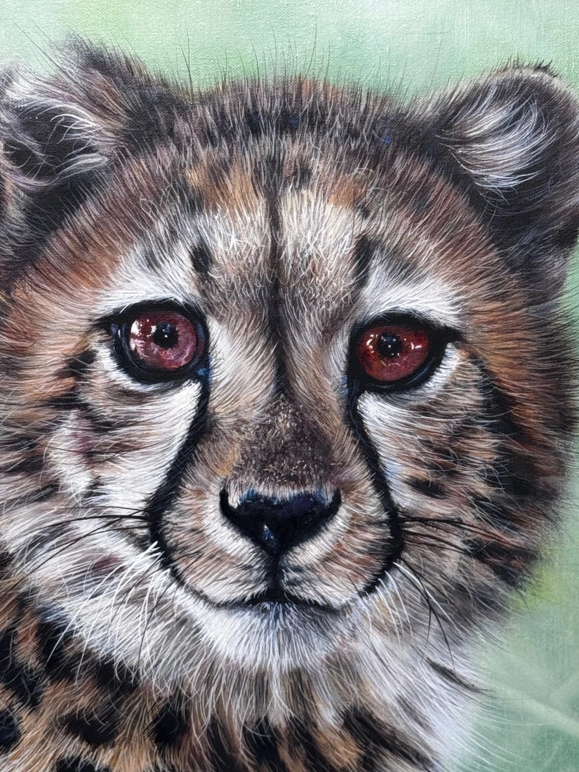 Original Oil Painting Cheetah Cub Innocence of the Wild by Pip McGarry - 11