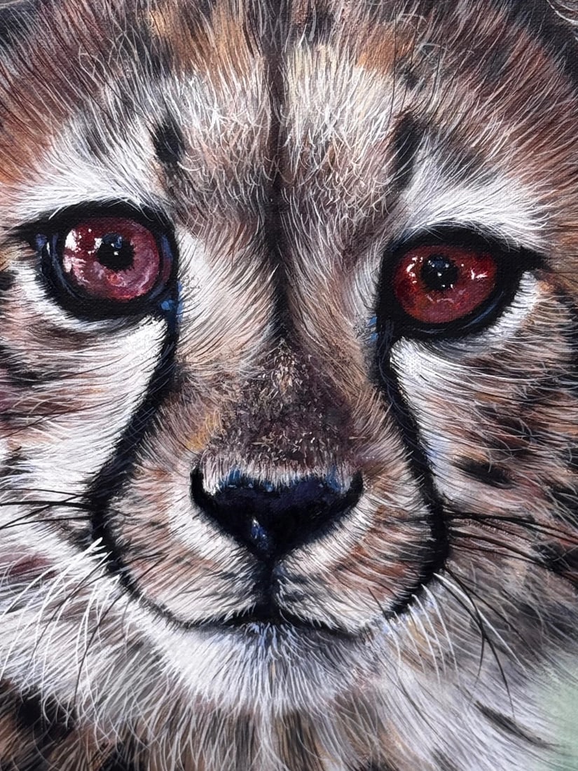 Original Oil Painting Cheetah Cub Innocence of the Wild by Pip McGarry - 12