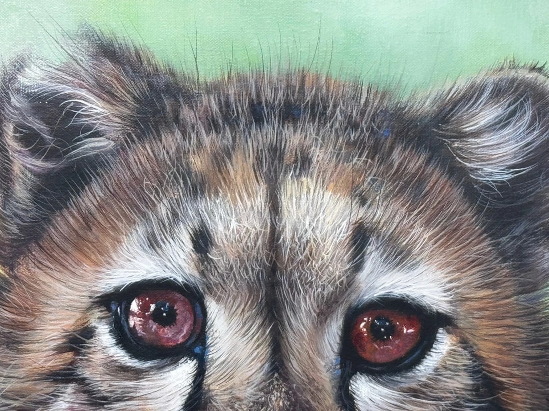 Original Oil Painting Cheetah Cub Innocence of the Wild by Pip McGarry - 13