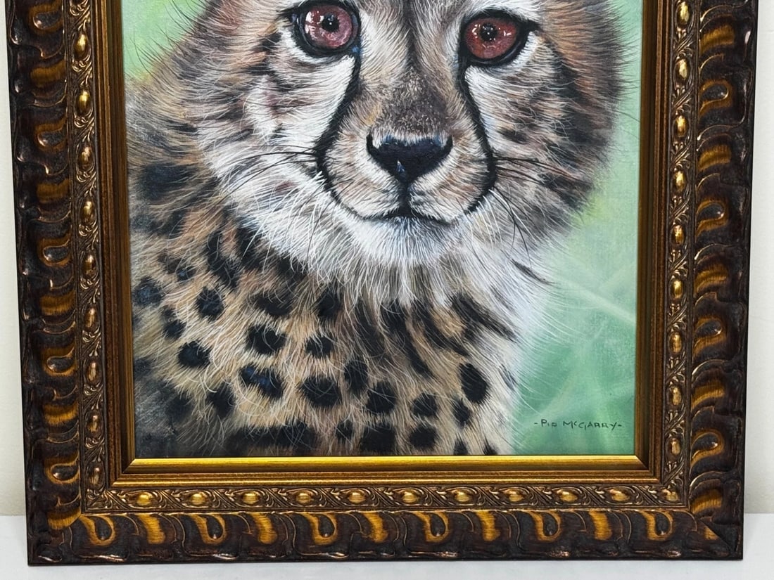 Original Oil Painting Cheetah Cub Innocence of the Wild by Pip McGarry - 3
