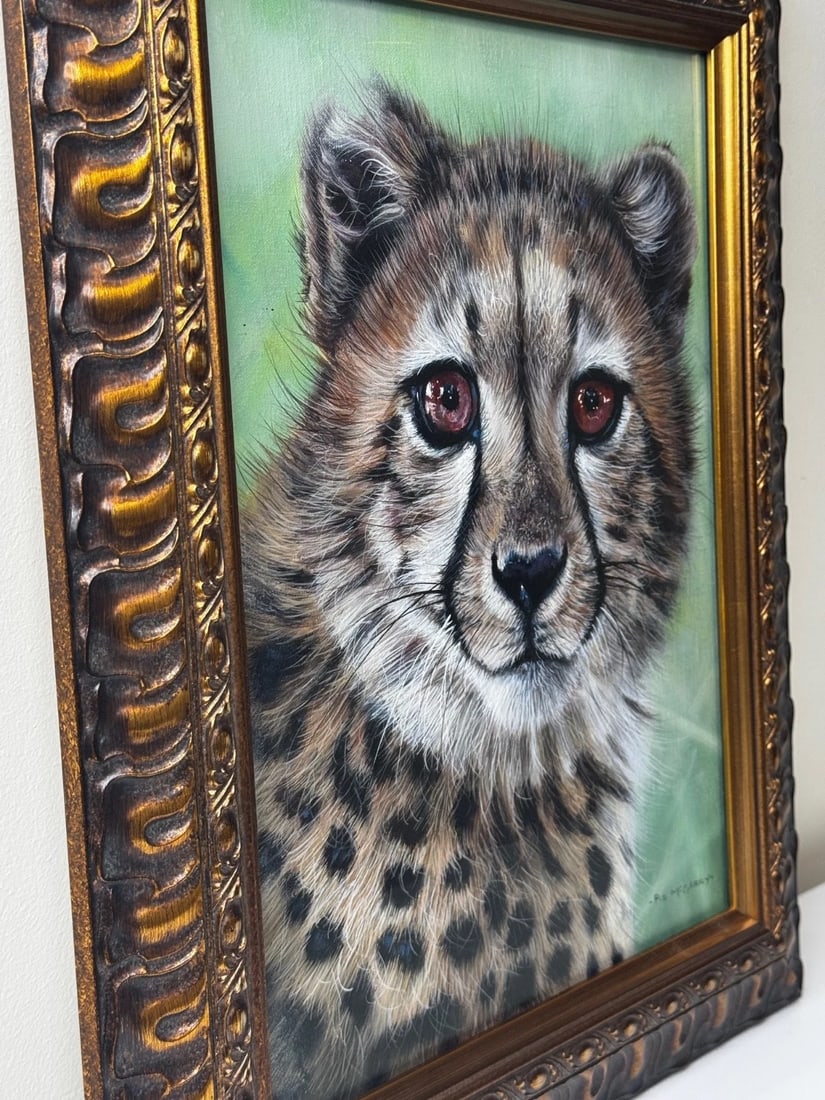 Original Oil Painting Cheetah Cub Innocence of the Wild by Pip McGarry - 6