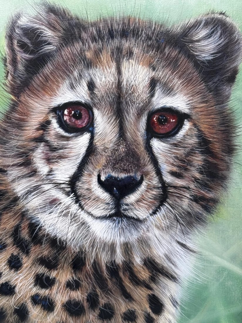 Original Oil Painting Cheetah Cub Innocence of the Wild by Pip McGarry - 9