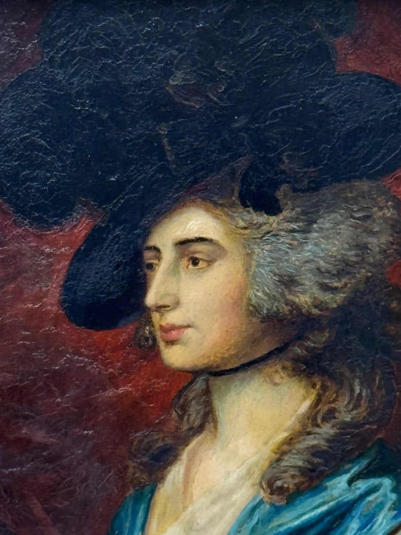 Oil Portrait Welsh Actress Sarah Siddons née Kemble After Thomas Gainsborough - 10