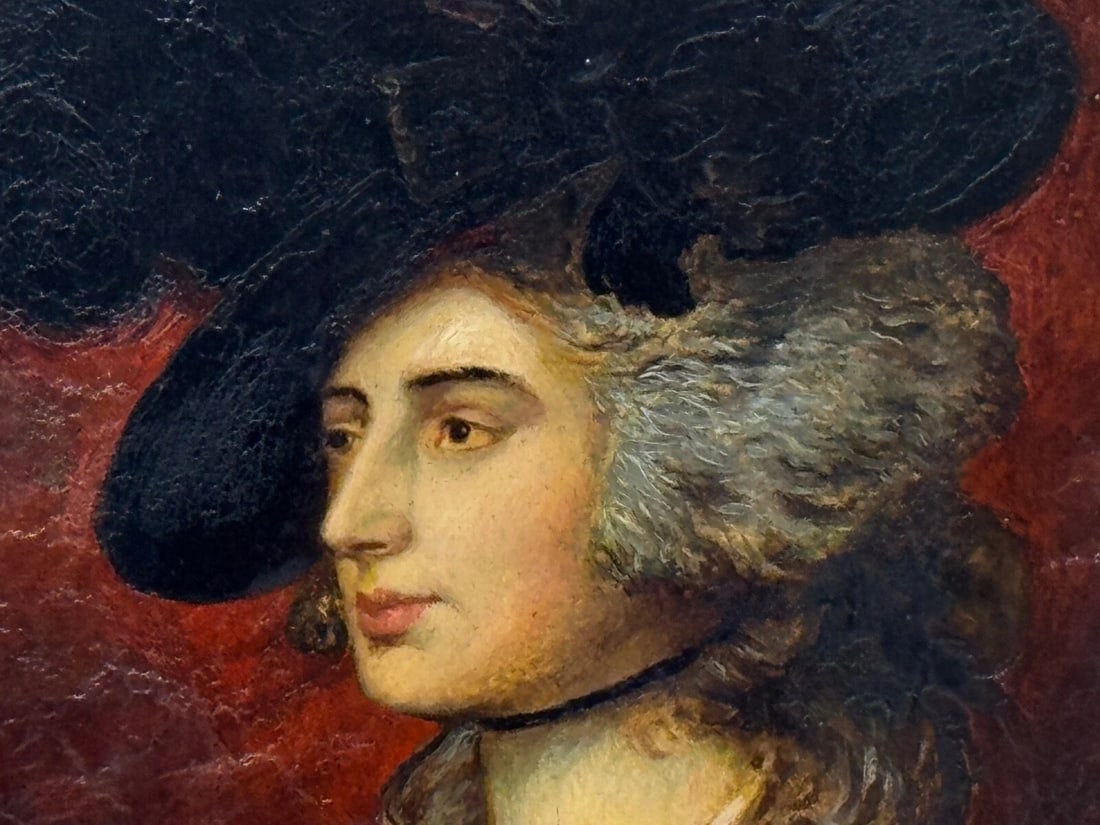 Oil Portrait Welsh Actress Sarah Siddons née Kemble After Thomas Gainsborough - 11
