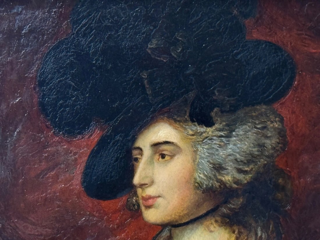 Oil Portrait Welsh Actress Sarah Siddons née Kemble After Thomas Gainsborough - 18