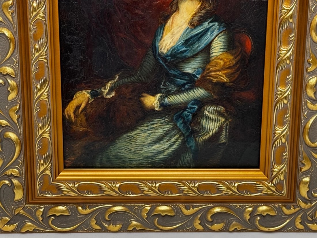 Oil Portrait Welsh Actress Sarah Siddons née Kemble After Thomas Gainsborough - 6