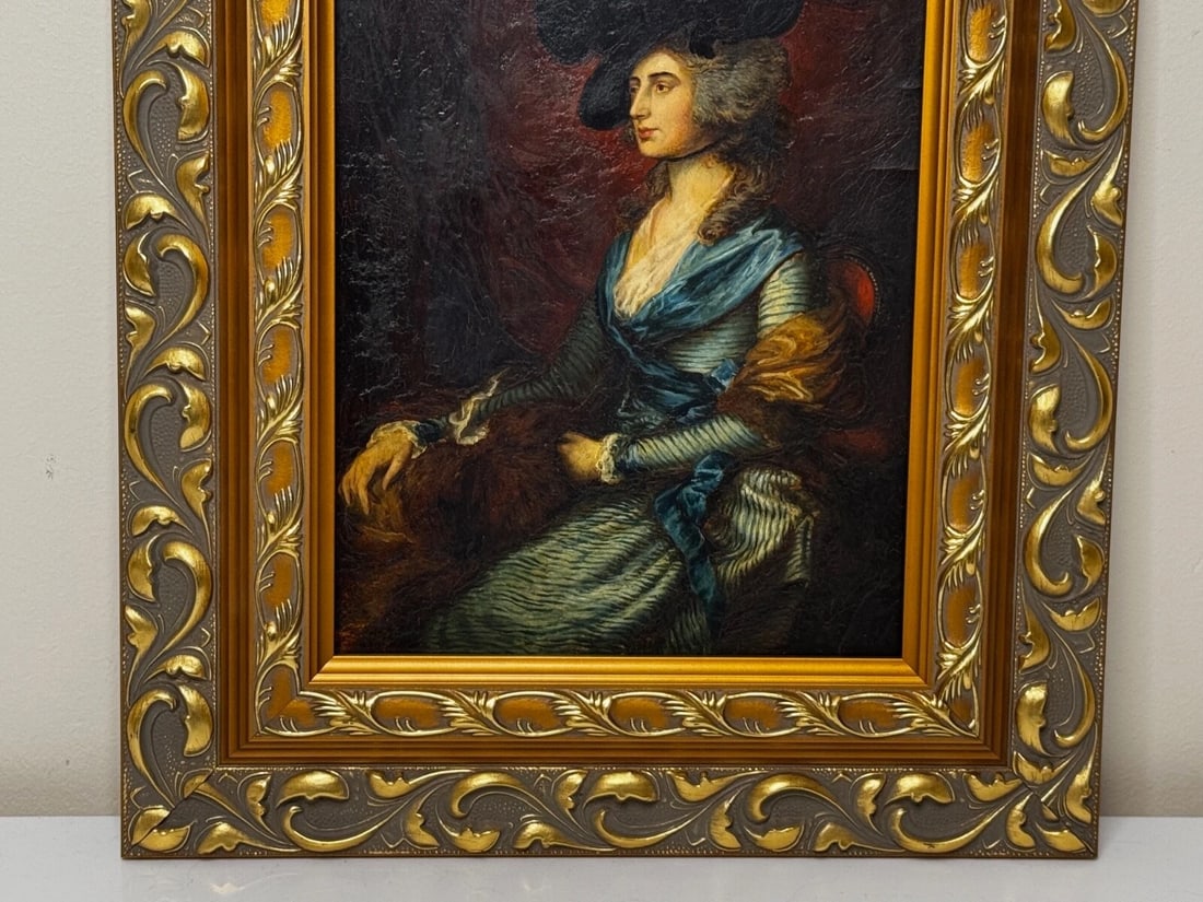 Oil Portrait Welsh Actress Sarah Siddons née Kemble After Thomas Gainsborough - 9