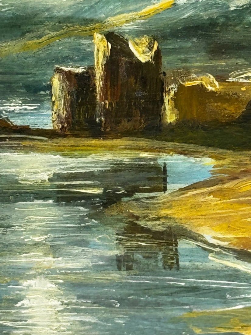 Oil Painting Urquhart Castle Loch Ness Scottish Highlands Nocturnal Moonlight - 11