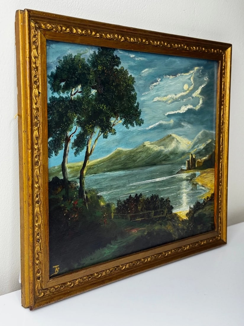 Oil Painting Urquhart Castle Loch Ness Scottish Highlands Nocturnal Moonlight - 6