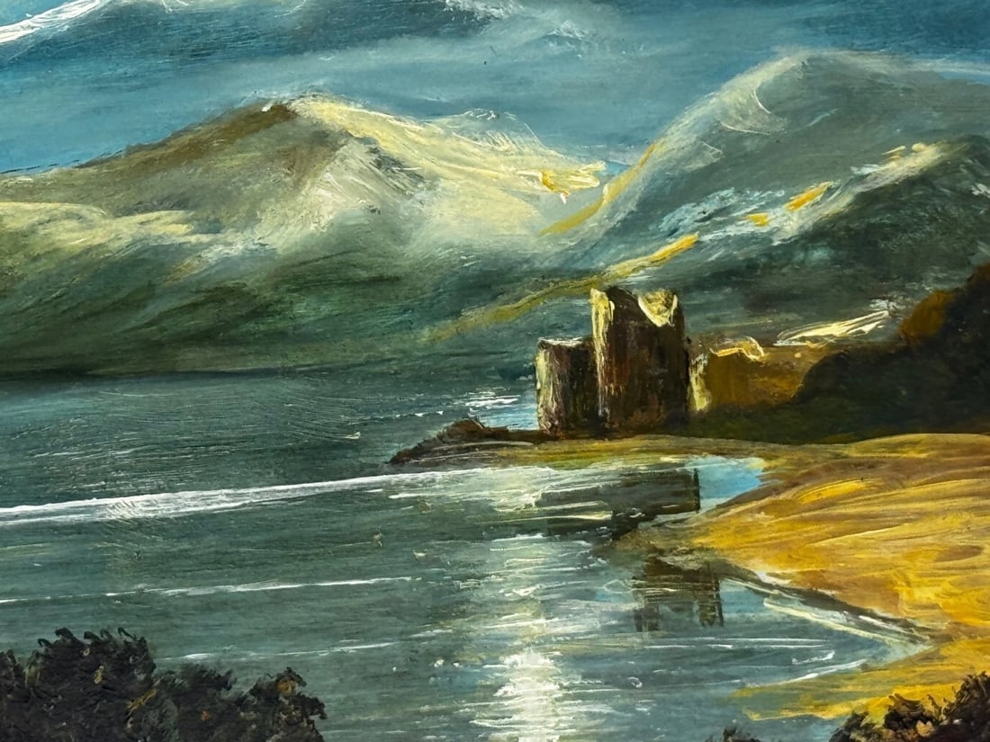 Oil Painting Urquhart Castle Loch Ness Scottish Highlands Nocturnal Moonlight - 9