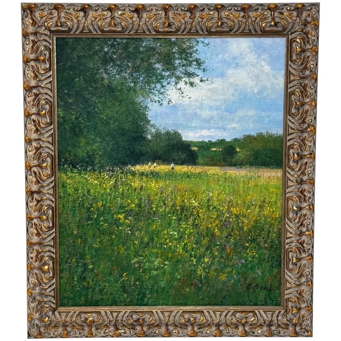 Oil Painting Banks of the Wye, Coppet Hill Herefordshire By Charles Neal