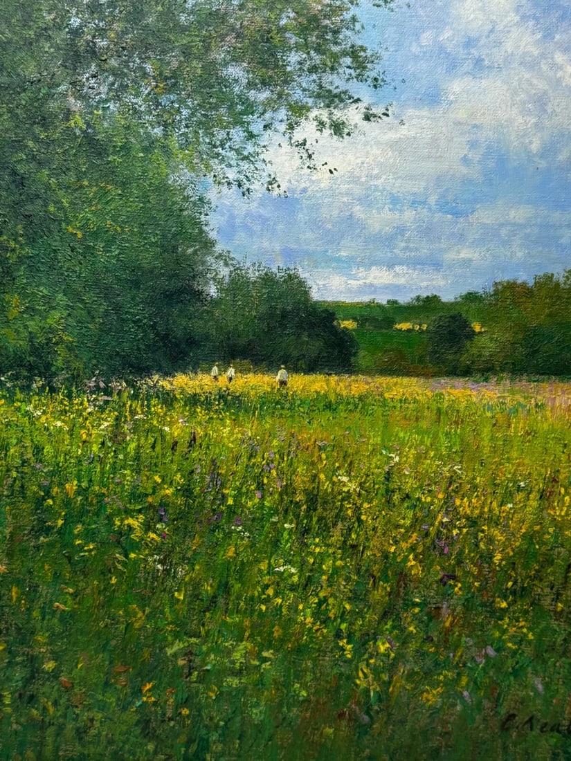 Oil Painting Banks of the Wye, Coppet Hill Herefordshire By Charles Neal - 2